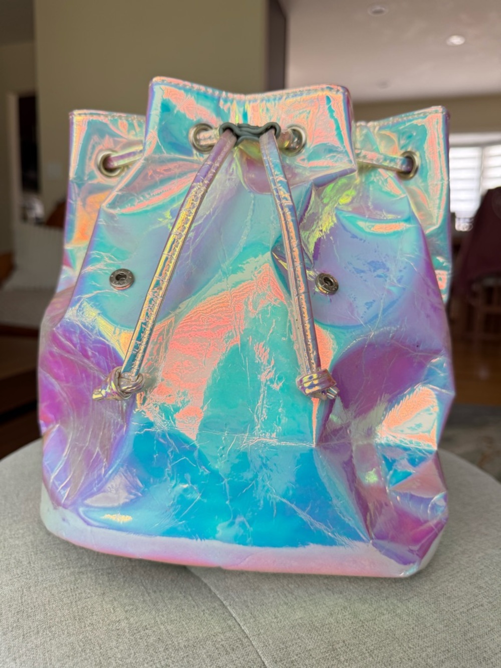 Skinnydip London Holographic Iridescent Blue Pink Purple Lavender Rave Backpack